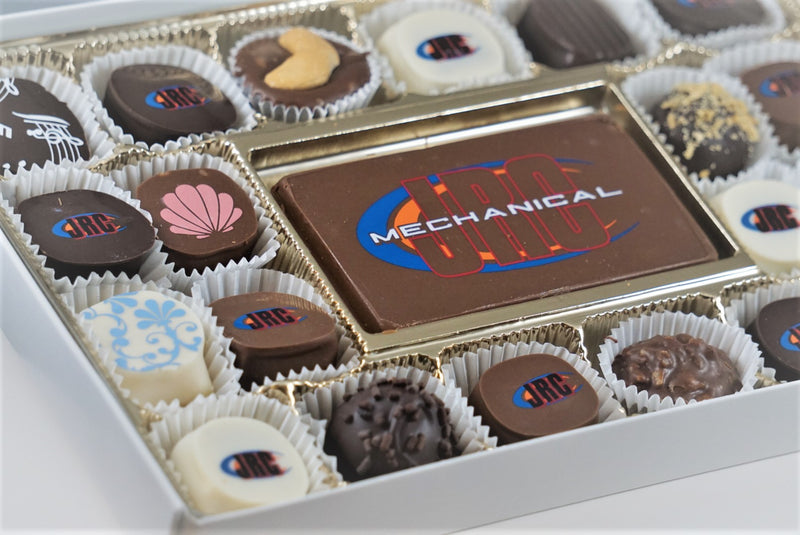 20 Piece Box with Custom Message Bar (Truffle and Message Bar Transfers)*Minimum order of 6 boxes for this item