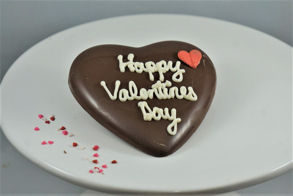 Solid Chocolate Heart with 'Happy Valentine's Day' Message