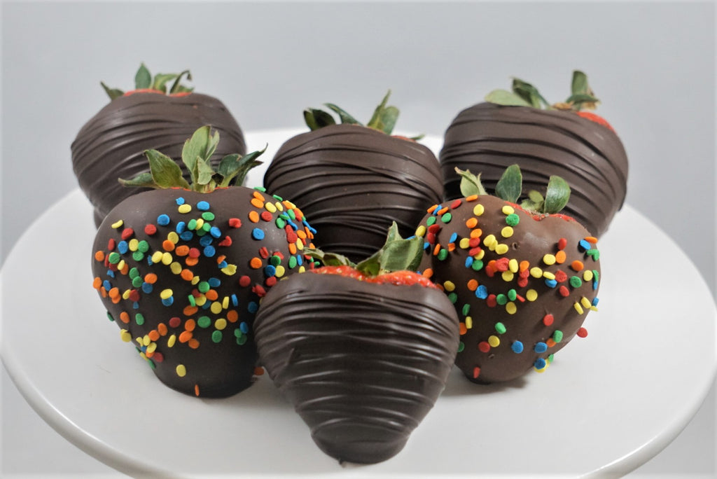 Sprinkled Chocolate Dipped Strawberries - 6 Count